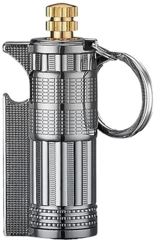 Porte-clés Briquet Match Briquet à pétrole réutilisable décapsuleur Portable adapté aux Cadeaux en Plein air(Black)