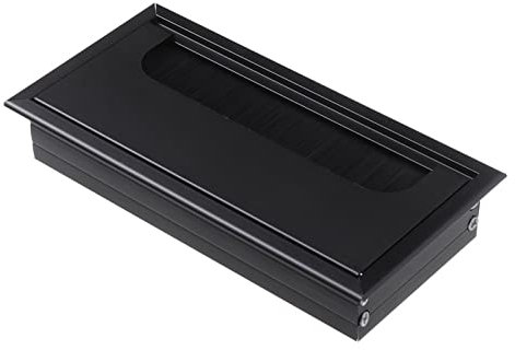 OUUOYSD Passacavo Metallico, Copriforo passacavo Rettangolare for scrivania da Ufficio in Lega di Alluminio con Porta di Uscita con Spazzola Nera