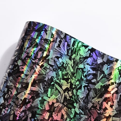 Blueshzhall Autofolie Forged Carbon mit Regenbogen Effekt, Car Wrapping Folie Schwarz Silber Holo, Tuning Folie Bunt Innen Außen Wasserfest mit Luftkanäle, Car Vinyl Wrap Lackschutzfolie (50x152cm)