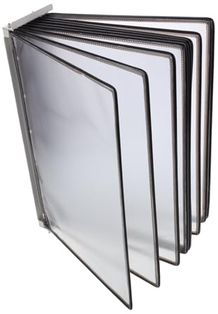 TOBBOMEY Transparenter Wandmontierter Dokumentenhalter für 10 Seiten im A4-format mit Eisen und Pvc Benutzerfreundliches Ablagesystem für Büro und Bibliothek zur Geordneten Präsentation