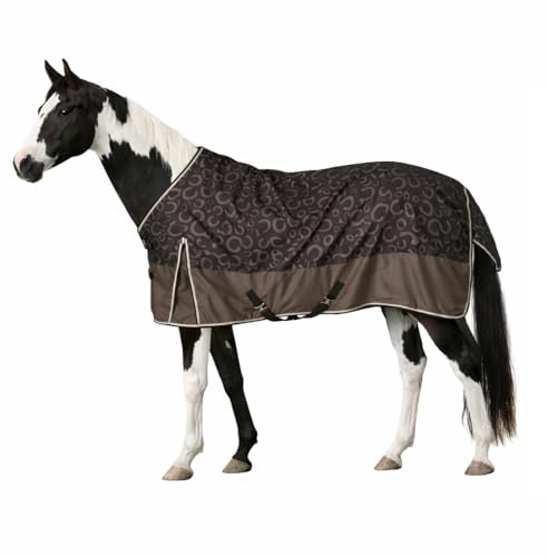 netproshop Leichte wasserdichte Regendecke 0g atmungsaktiv mit Hufeisen-Print Größen 125-165 cm, Groesse:155, Farbe:Braun