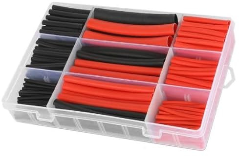 Kit 270 pezzi - Guaina Termorestringente Kit Assortito Rapporto 3 a 1 Isolamento Cavi Elettrici PE - Rosso Nero