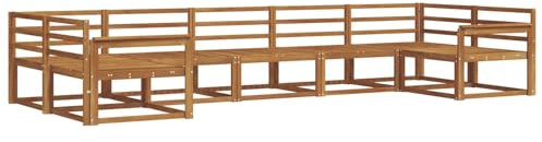 Yisssmeng Set di divani da esterni in legno massiccio di acacia, 7 pezzi, grande lounge da giardino con divano angolare e centrotavola, mobili da giardino moderni per terrazza e piscina, naturale, 404
