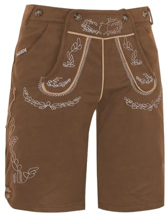 Generisch Lederhose Herren - Elegante Trachtenhose - Kurze Trachten Lederhose - Oktoberfest Herren Outfit Hose