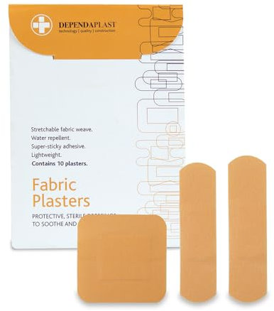 Dependaplast Advanced Fabric Plasters Assorted - Latex-Free, Washproof, Extra Flexible, Low-Allergy Adhesive, Lightweight Stretch - Wallet of 20