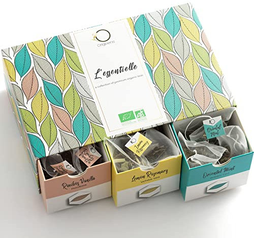 ORIGEENS COFFRET THE BIO L'Essentielle | Assortiment de 6 Grands Thés, 48 sachets pyramide | Idée Cadeau