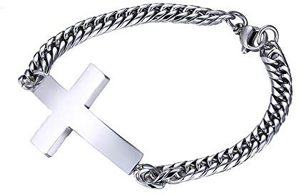 WANGLXTC Titan Stahl Armband, Poliert Panzerkette Kettenarmband Schmuck Exquisiter Accessoire für Herren, Hoch Handgelenk, Tolles Geschenk, Silvery