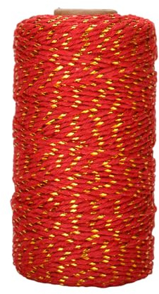 jijacraft 100M Goldene und Rot Weihnachtsschnur 2MM Rot Baumwollschnur Kordel Bindfaden Bastelschnur für Handwerk Geschenkeverpacken Gartenarbeit
