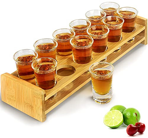 Supwinnet MJS-12 - Juego de 12 vasos de chupito de 30 ml, base gruesa, vidrio transparente para fiestas, clubes, bares, bebidas, MJS-12