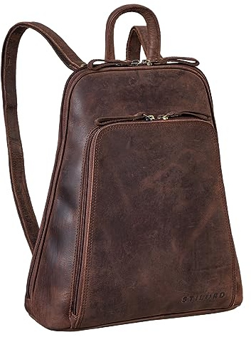 STILORD Martha Lederrucksack Frauen Vintage Daypack Damen Rucksack City Ausgehen Shopping Arbeit Rucksacktasche Leder Farbe:Montero - braun