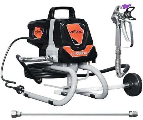 Wiltec Hochdruck Farbsprühsystem 1010 W, 207 bar, 1,5 l/min, Farbspritzgerät mit Düse und Verlängerungsstange, Farbsprühgerät für Wandfarbe