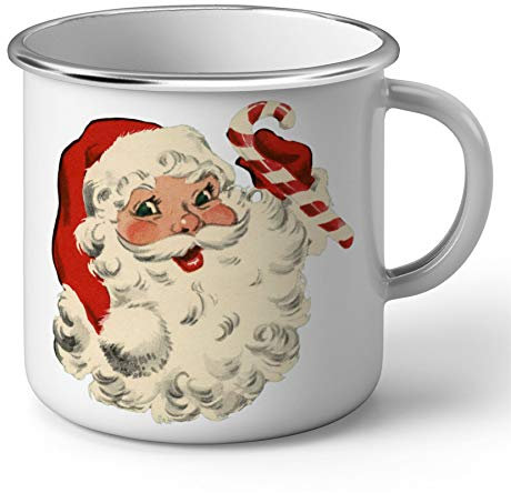Fabulous Mug en Métal Emaillé Pere Noel Vintage Retro Santa Claus 50's
