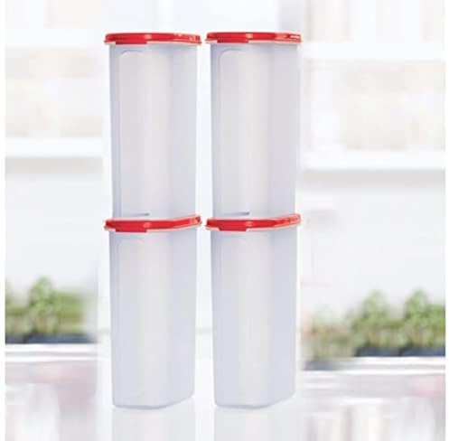 tupperware Lebensmittelbehälter aus Kunststoff, 2,3 l, 4 Stück (rot)