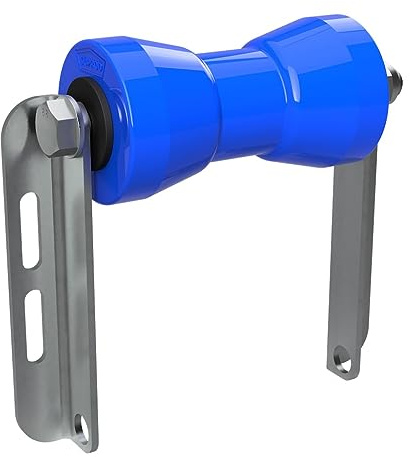 Rouleau de quille en polyuréthane avec Support C Aide à la Mise à l'eau des remorques de Bateaux galvanisé 160 mm, Bleu