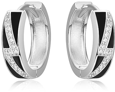 TANGPOET Herren Ohrringe Silber 925 Blitz Ohrring Männer Klappcreolen Creolen Klein Ohrschmuck Geschenke für Frauen Damen Jungen Mädchen
