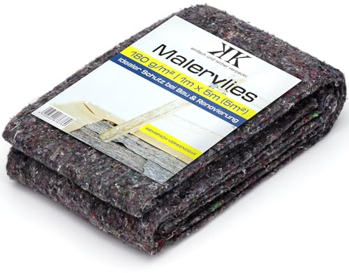 KK Verpackungen® Malervlies 10m 180 g/m² | Abdeckvlies mit Durchsickerungsschutz für Boden | Schutzvlies mit PE-Folie als Anti-Rutsch-Beschichtung