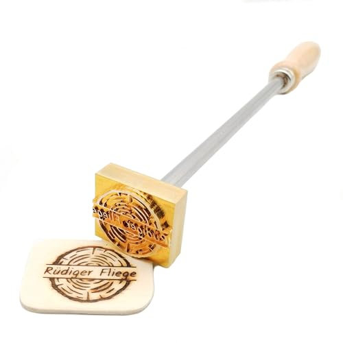 extern beheizter Brandstempel mit deinem Schriftzug im Motiv Holzscheibe Rund für Holz, Leder, Pappe - personalisiertes Brandeisen, individueller Brennstempel in 30 mm