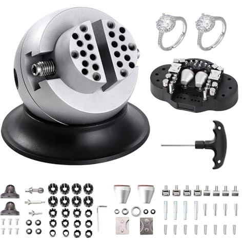 VEVOR Tornillo de Banco de Bolas para Grabador 78 mm, Base Giratoria de 360° Tornillo de Banco, Mandíbula Ajustable con 70 Accesorios, Herramienta de Ajuste de Grabado para Joyería de Precisión