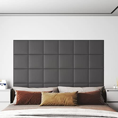 LAPOOH Wandpaneele 12 STK, Deckenpaneele, Wall Panel, Wandverkleidung, Wandgestaltung, Dekorative Wandpaneele, Wanddeko, Grau 30x30 cm Kunstleder 1,08 m²