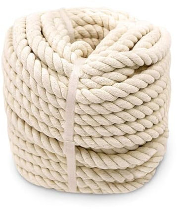 Aoneky Cuerda de Algodón Natural - 10mm/14mm, 15M/30M, Cordón Cuerda de Algodón Gruesa Suave, Cuerda Multifuncional para Macramé Manualidades Bricolaje Decoración Artesanía, Color Beige (10mm×30M)