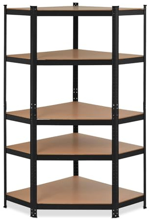 BOUDECH Nook - Scaffale angolare per carichi pesanti in metallo e MDF con 5 ripiani regolabili 180x75x40 cm