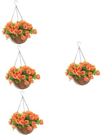 Cabilock 4 Stück hängende Korbgirlande Hanging Basket einhängekorb Kunstpflanzen im Freien Weingirlande Outdoor- Blumentöpfe Unabhängigkeitstag hängende Dekoration hängender Blumenkorb