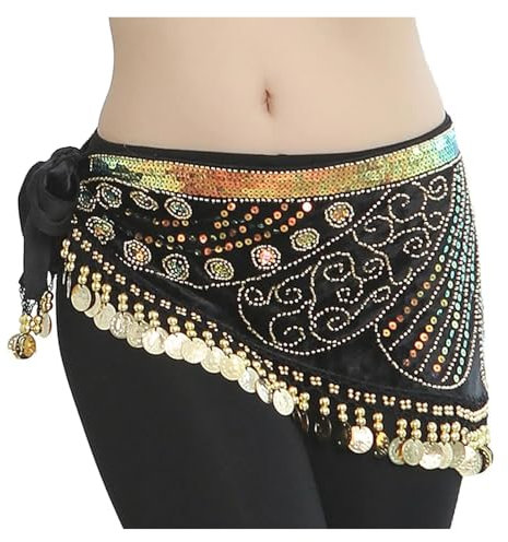 HWJFDC Bauchtanz Hüfttuch Bauchtanz Hüfttuch Bauchtanz Hüftgürtel for Festival Latein Tanz Rumba(Black)