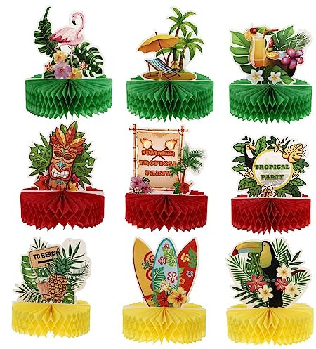 PHENOFICE 9er Packung Hawaii-waben-mittelstücke Hawaii-Themen-tischdeko Party-Ornamente Für Dekoration
