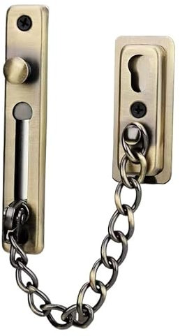 Riegeltürketten, Türkettenschloss, Türschnalle, Türschnalle, Türriegel, Edelstahlkette, Türkette, Zimmertürriegel(Brass)