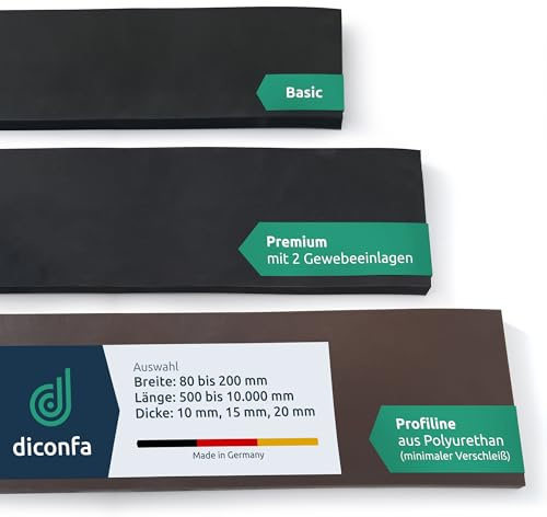diconfa Schürfleiste NACH MAß - Profiline, 80 x 1500 x 20mm | GRÖßE + QUALITÄT wählen - abrieb-fest Polyurethan Förderband Schneeschieber Schnee-schild Schnee-pflug Schnee-räumschild