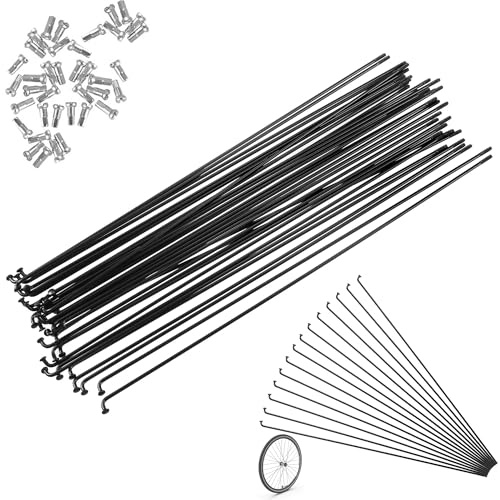 36pcs Fahrradspeichen,289mm/11.38in, mit 36 Nippel,14G J Bend Edelstahl Fahrrad Speichen schwarz Fahrrad Rad Felge,Mountainbike-Stahlspeichen,für E-Bike MTB-Radspeichen Trekking Citybikes