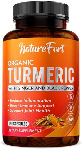 Organic Turmeric Capsules High Strength 1400mg with Black Pepper and Ginger – Active Curcumin Formula – 120 Veg Capsules – Organic, Vegan, and Non-GMO – Enhanced Absorption