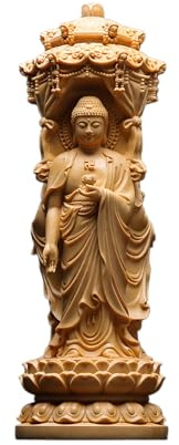 Statua dei tre santi in legno di cipresso intagliato a mano, Bodhisattva con Buddha della medicina, luce del sole e luna, statuetta decorativa in legno per la casa