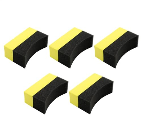 Applicatore professionale di lucentezza dei pneumatici - 5 spugne in schiuma curva per ruote auto | Strumento di vendita al dettaglio per la pulizia dei pneumatici, il lavaggio delle ruote e