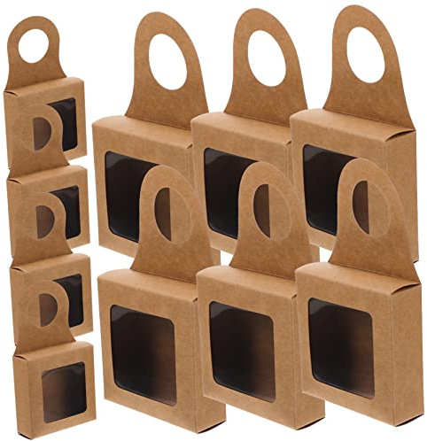 ABOOFAN 25stücke Weinkisten Aus Hochwertigem Kraftpapier Mit Großem Fenster Tragbarer Kistenhalter Für Wein Und Snack-geschenke Stabiler Flaschenhalter-geschenkboxen