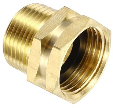 PATIKIL 3/4” GHT Female x 3/4” NPT Male Garden Hose Adapter, Brass Hose Connector Repair Fitting to Pipe Fittings Water Hose Outdoor, Gold
