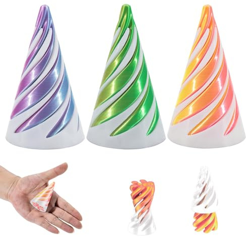 Impossible 3D Printed Spiral Cone Fidget für Erwachsene - 3 Stück Rotating Pyramid Statue Pyramide Skulptur