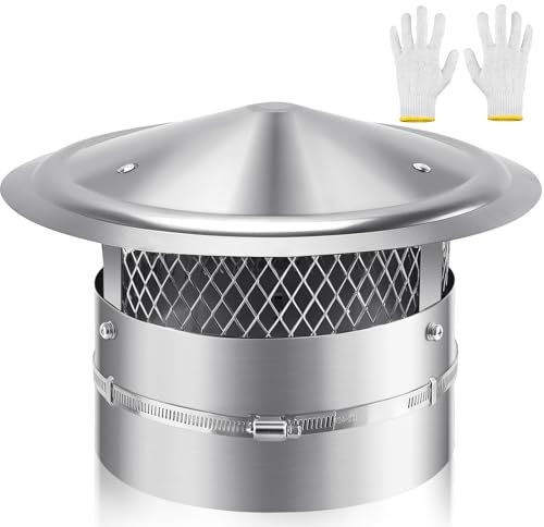 8 Inch Chimney Cap, 8 Stainless Steel Cone Top Chimney Cap with Screen, Adjustable and Reinforced Round Chimney Cap, Chimney Cover for Vents,Rain Cap for All-Round Chimney,8 Inch Round Chimney Cap