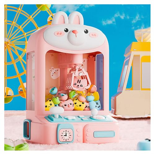 HBDSMLPL Candy Grabber avec Lumières Et Musique,30 Peluches Et 10 Gashapons ， Machine Attrape Bonbon Cadeau d'anniversaire pour Enfant,Rabbit