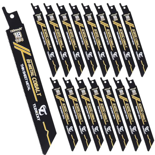 20tlg Säbelsägeblätter Metall Set Sägeblätter Säbelsäge 150mm 18TPI aus Bi-Metall, Metallsägeblatt Säbelsägeblatt mit Kobalt, Sägeblätter Stichsäge Set für Metallrohre, Bolzen Feinschneiden