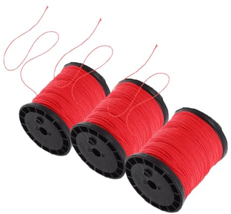 Veemoon 3 Rolls Red Nylon Twisted Masonry String Line for Construction Sites High-strength Sturdy Nylon Twine for Bricklaying and Building Projects, 0.195kg Each