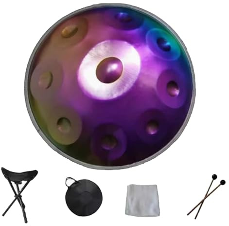 Handpan Drum Edelstahl, Handpan-Drum-Instrument In D-Moll 432 Hz/440 Hz, 22 Zoll 9/10-Noten-Schlaginstrument, Für Professionelle Auftritte, Musik-Pan-Instrument Für Erwachsene(432Hz,9 notes)