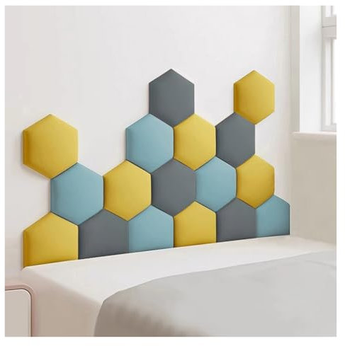 DECAKE Padded Wall Panels, Set Of 17 Headboard Panel, Self-adhesive Fabric Wall Sticker, Anti-Collision Kids Room 3D Wall Padding(Dark Gray,150x87cm)
