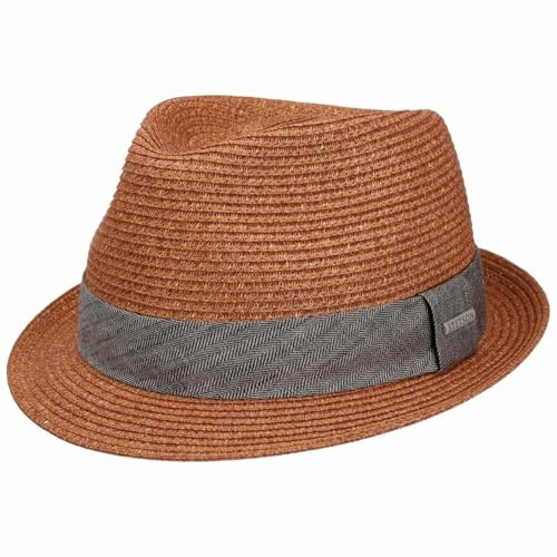 Stetson Reidton Trilby Strohhut Toyo meliert Garniturband Damen und Herren Frühling Sommer