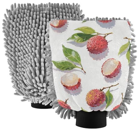 Guantes de microfibra para lavado de coche, antiarañazos, color rojo