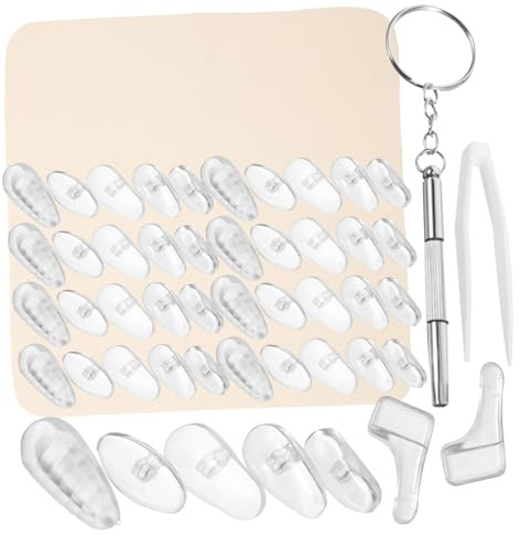 PRETYZOOM Kit de Réparation Lunettes avec Plaquettes Nez Silicone Souple Anti-dérapant Vis Incluses Pression Nasale Portable et Confortable
