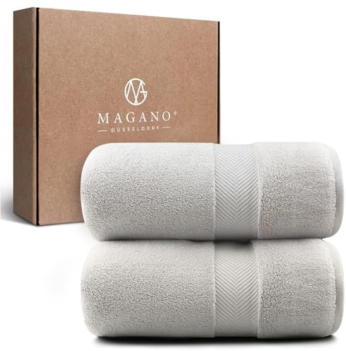 Magano® Luxus Handtücher Set | 2X Handtuch 50x100 cm Beige | Bambus & Baumwolle | 600g/m² Premiumqualität | Gäste Haartuch 2er Set (White Sand)