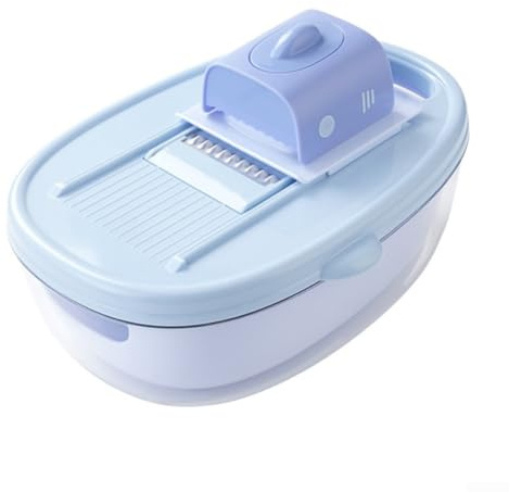 Rallador de verduras manual multifunción con hoja de acero inoxidable para una preparación eficiente de verduras, incluyendo zanahorias, patatas y ensaladas verdes (azul)
