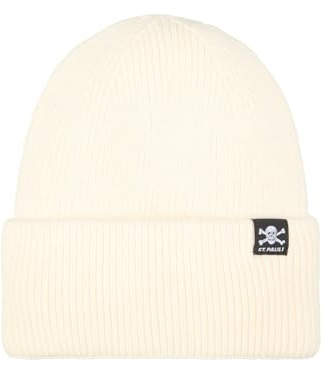 FC St. Pauli Mütze Rippe Totenkopflabel cremefarben - kleines Totenkopf Patch