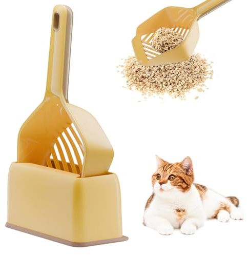 WFKKMEQ Paletta per Lettiera Gatto con Supporto, Pala per Lettiera con Contenitore, Pala per Lettiera per Gatti Domestici, Pulizia della Toilette di Sabbia Gatti per Casa Ordinata